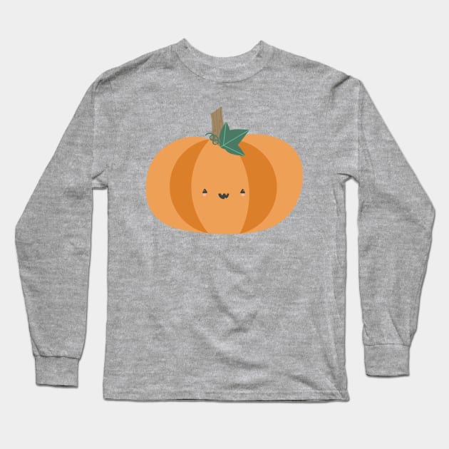 Cute happy carved pumpkin Long Sleeve T-Shirt by The Home Bakery
